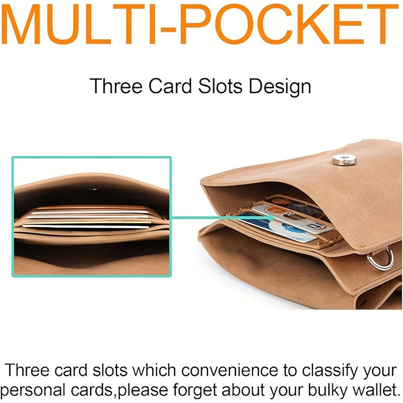 Three card slots behind the phone pocket