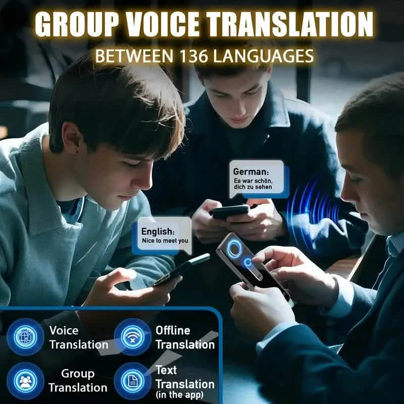 Compact Language Translator – 136 Languages, Two-Way Voice, Portable