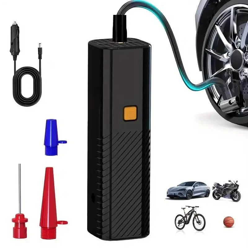 Black Portable Air Pump – Digital Tire Inflator for Car, Bike, Motorcycle & Balls
