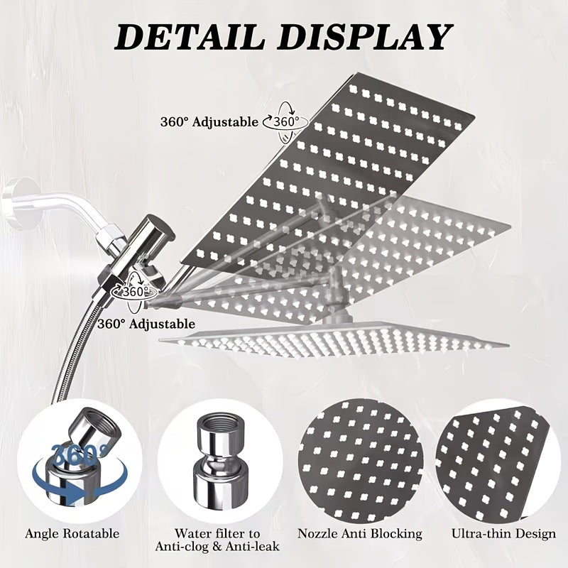 360 degree adjustable head, anti-clog nozzles and ultra-thin panel detail