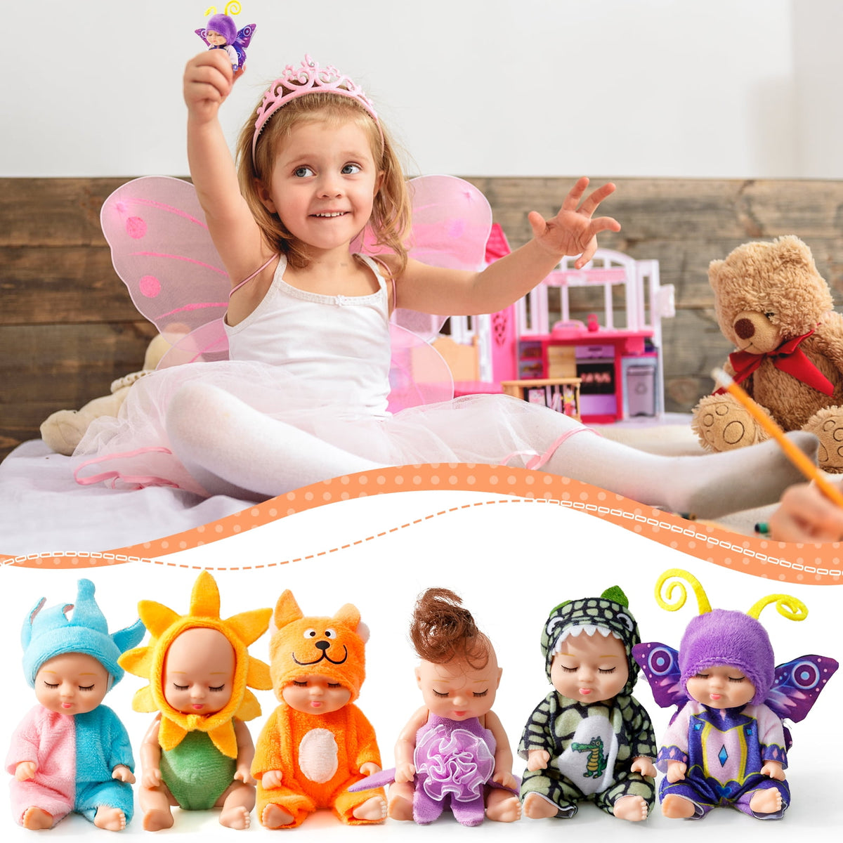 Child playing with the doll set