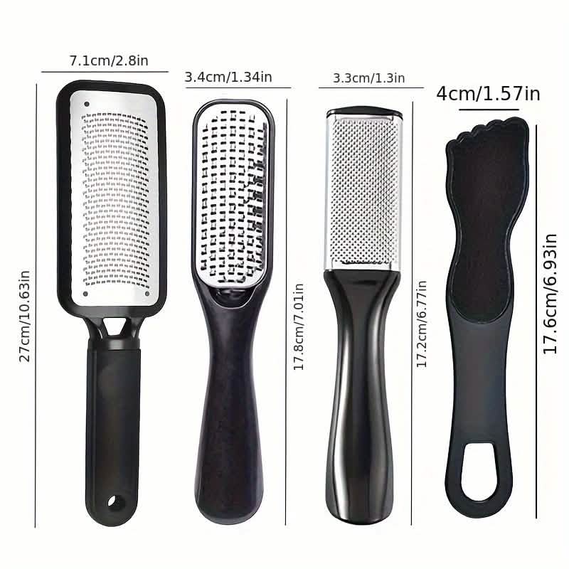 4-Piece Stainless Steel Foot File Set – Callus & Dead Skin Remover