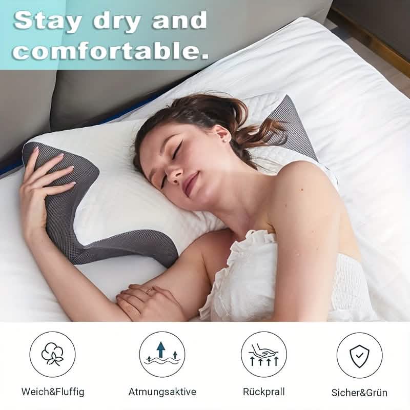 Ergonomic Memory Foam Neck Pillow – Slow Rebound, Back & Side Sleeper