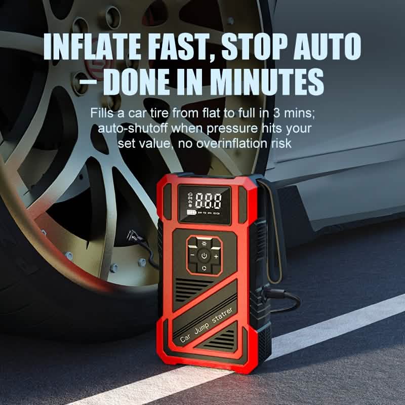 3000A 21V Car Jump Starter & 150PSI Tire Inflator 2-in-1 Portable Compressor