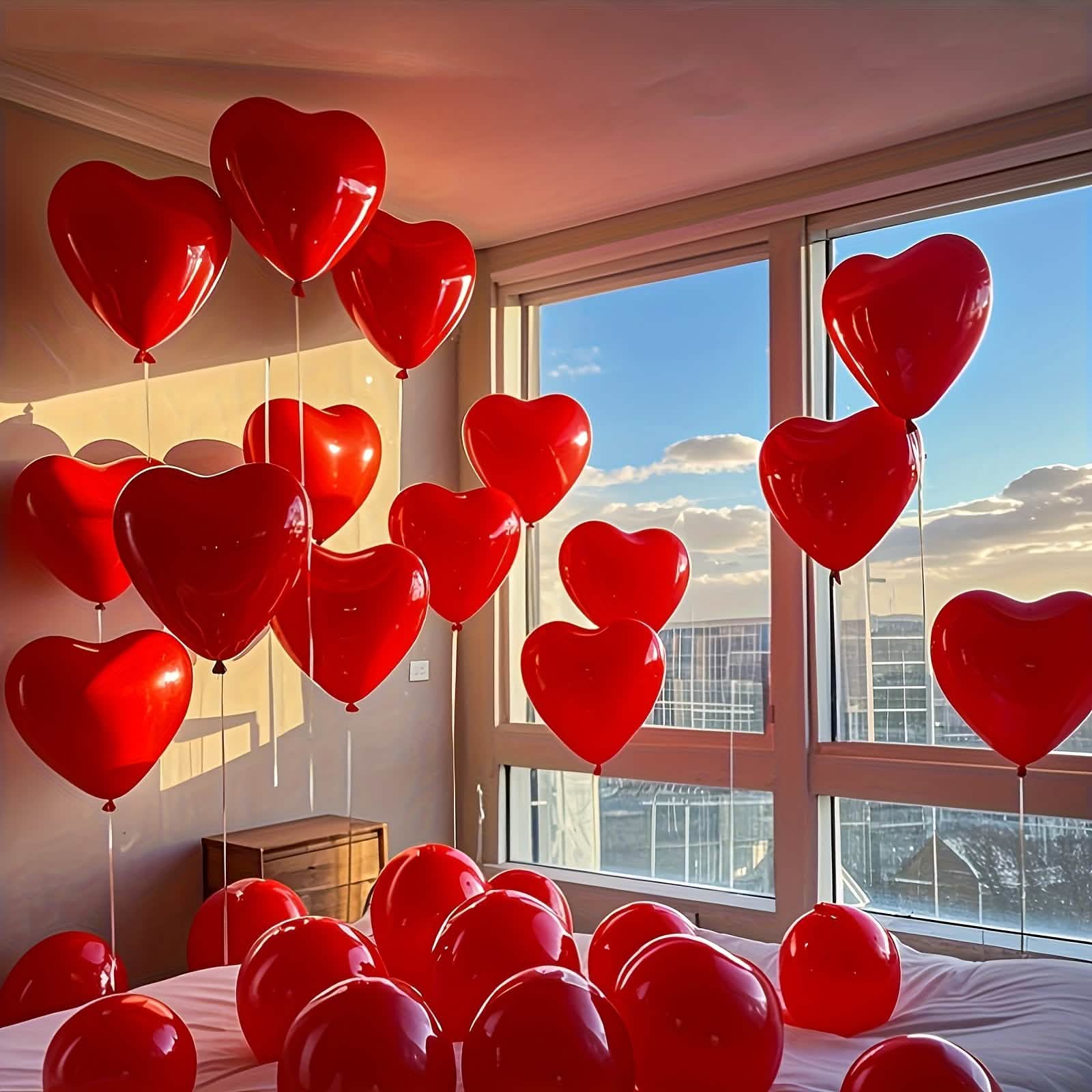 30pcs Red Heart Balloons – Party & Home Decor Set