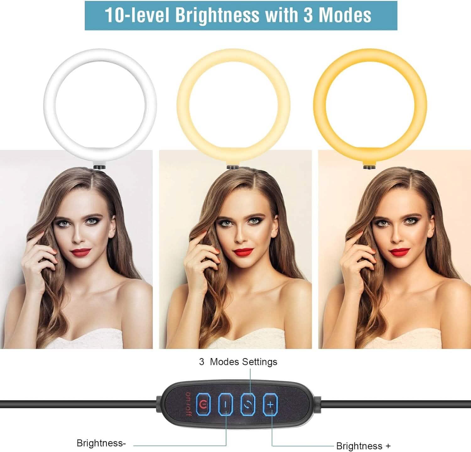 10" LED Ring Light, Selfie Ring Light with Stand and Phone Holder, 11 Brightness Levels (Refurbished) Mobile Accessories - DailySale