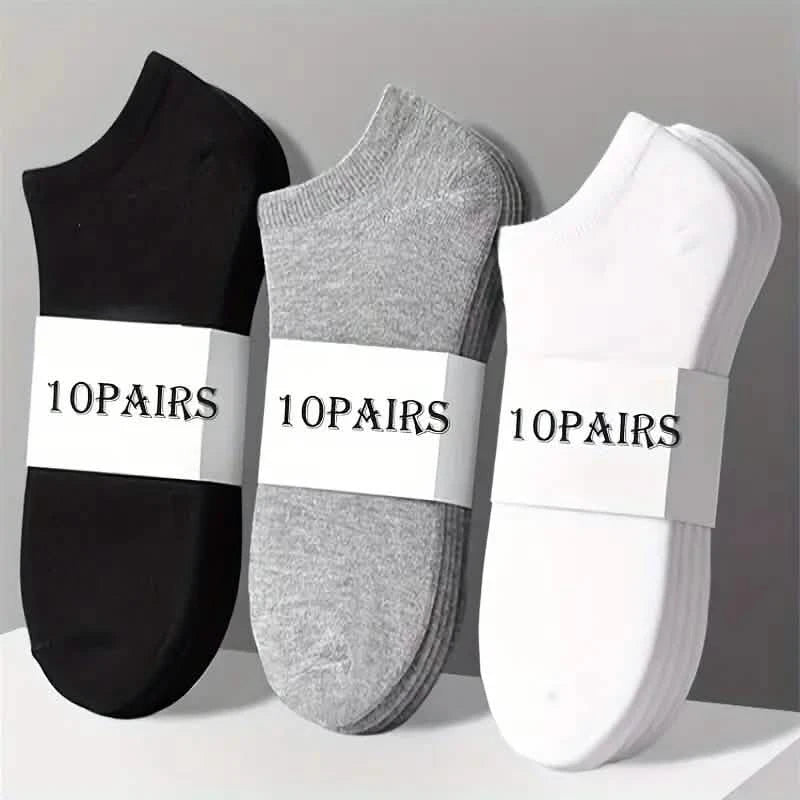 10-Pairs: Men's Solid Sport Low Cut Socks, Breathable Sweat-absorbing Comfy Soft Casual Simple Style Socks Men's Shoes & Accessories - DailySale