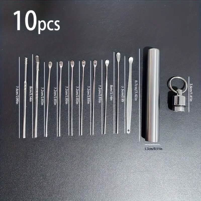 10-Pieces: Stainless Steel Ear Wax Removal Tool Set Beauty & Personal Care - DailySale