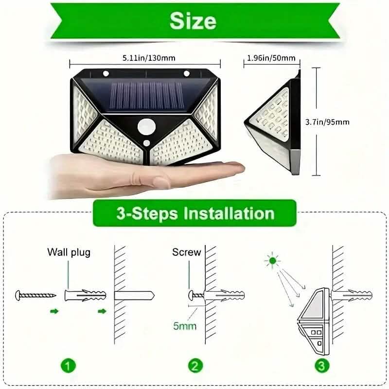 100-LED Solar Rechargeable Outdoor Light Outdoor Lighting - DailySale