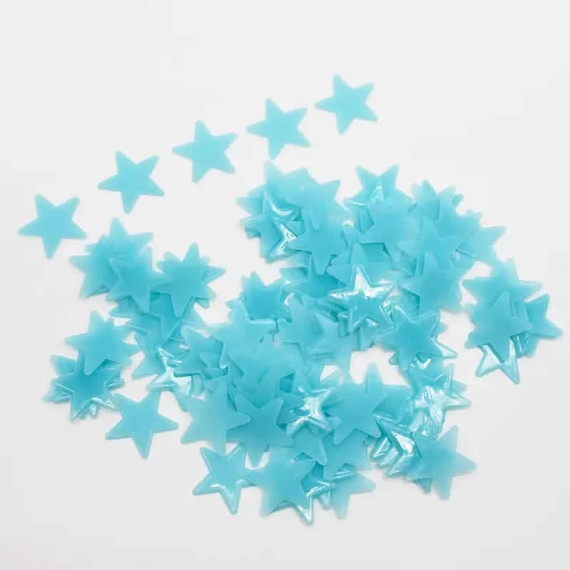 100-Pieces: Luminous Glow in the Dark Star Wall Stickers Furniture & Decor Blue - DailySale