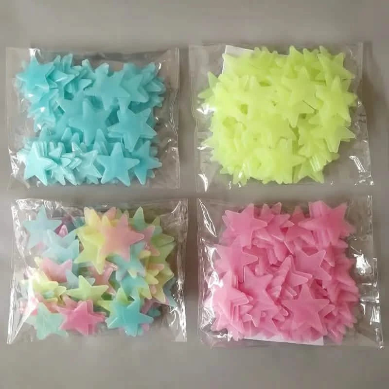 100-Pieces: Luminous Glow in the Dark Star Wall Stickers Furniture & Decor - DailySale