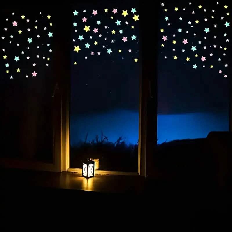 100-Pieces: Luminous Glow in the Dark Star Wall Stickers Furniture & Decor - DailySale