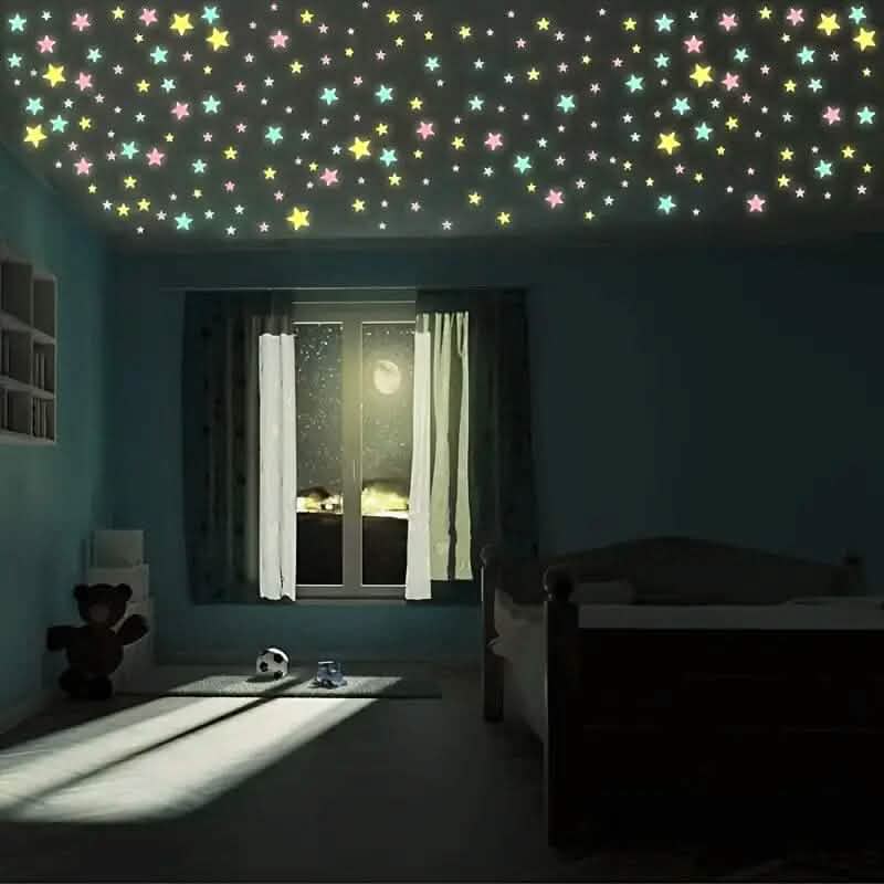 100-Pieces: Luminous Glow in the Dark Star Wall Stickers Furniture & Decor - DailySale