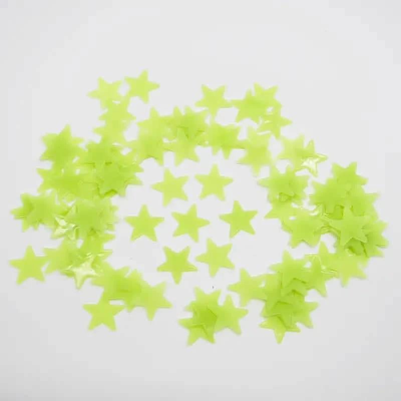 100-Pieces: Luminous Glow in the Dark Star Wall Stickers Furniture & Decor Green - DailySale