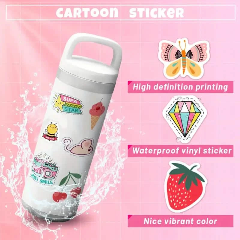 100-Pieces: VSCO Sticker Pack - Cute Cartoon Designs, Waterproof Vinyl Decals for Laptops, Water Bottles & Luggage Arts & Crafts - DailySale