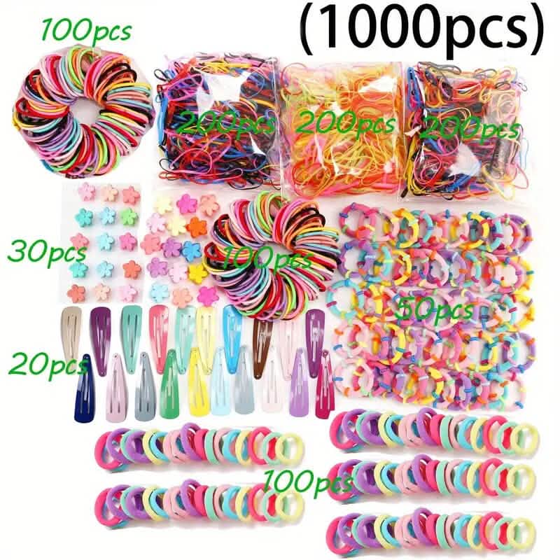 1000-Piece Set: Colorful Hair Ties Set Hair Scrunchies for Women Women's Shoes & Accessories - DailySale