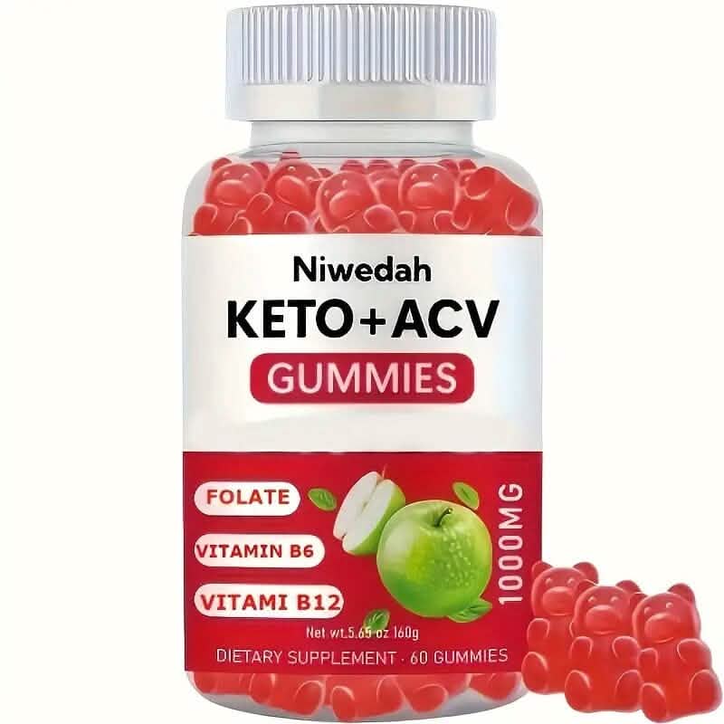 1000mg Keto+ACV Niwedah Apple Cider Vinegar Gummies Wellness - DailySale