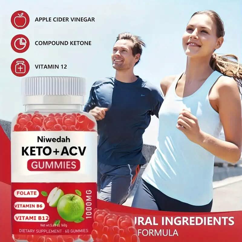 1000mg Keto+ACV Niwedah Apple Cider Vinegar Gummies Wellness - DailySale