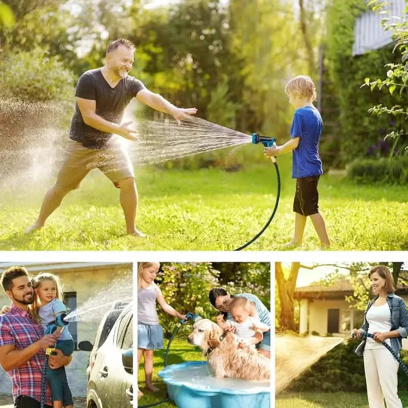 100ft Lightweight & No-Kink Flexible Garden Hose - 8 Function Nozzle, 3/4 Inch Solid Brass Fittings Garden & Patio - DailySale