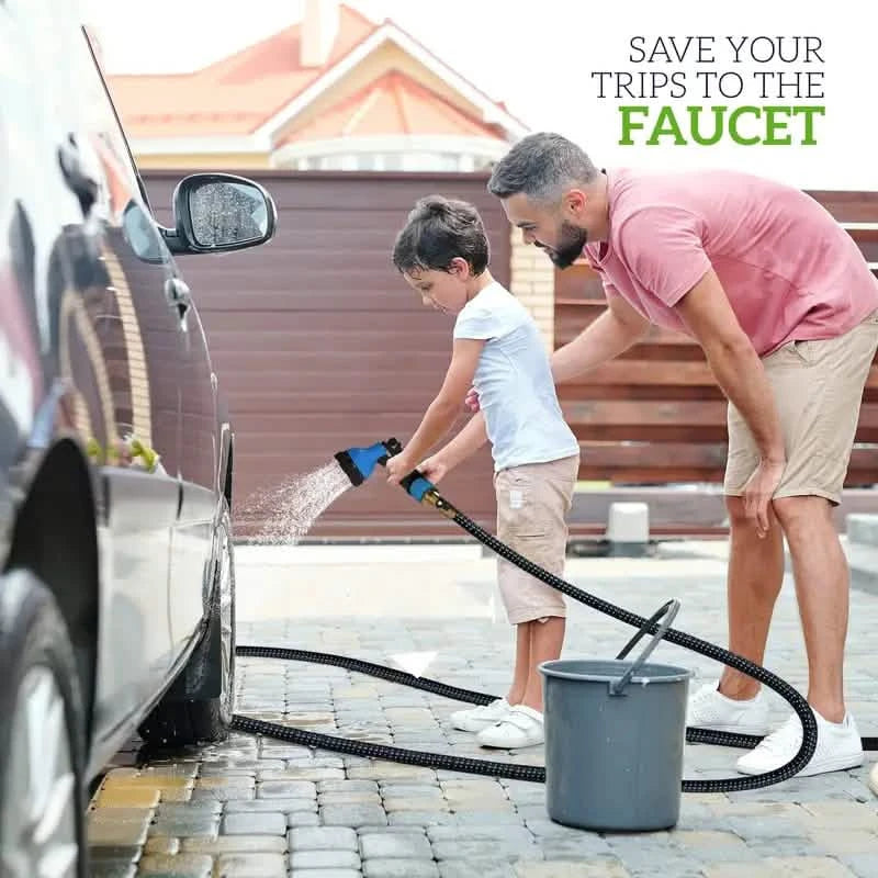 100ft Lightweight & No-Kink Flexible Garden Hose - 8 Function Nozzle, 3/4 Inch Solid Brass Fittings Garden & Patio - DailySale