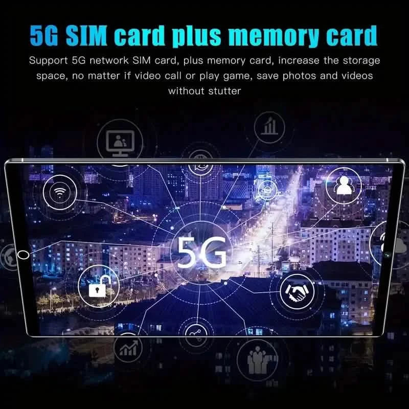 10.1-Inch Smart 5G Tablet - Dual SIM Card Slots, 8GB RAM, 256GB Storage, 24MP+48MP Camera + More Tablets - DailySale