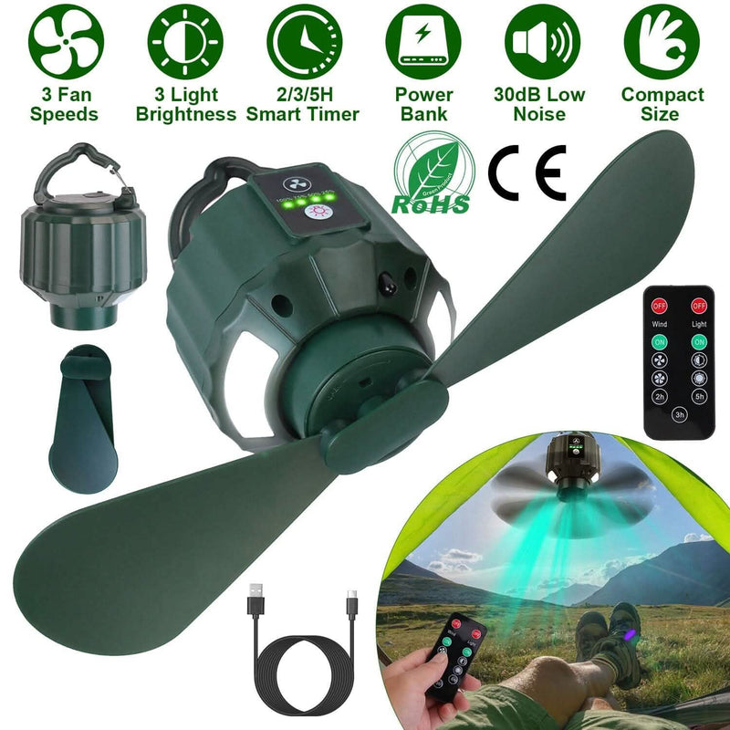 10400mAh USB Battery Powered Hanging Tent Lantern Fan Power Bank Sports & Outdoors - DailySale