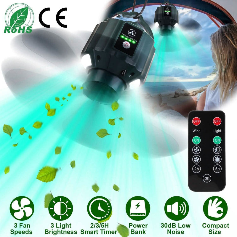10400mAh USB Battery Powered Hanging Tent Lantern Fan Power Bank Sports & Outdoors - DailySale