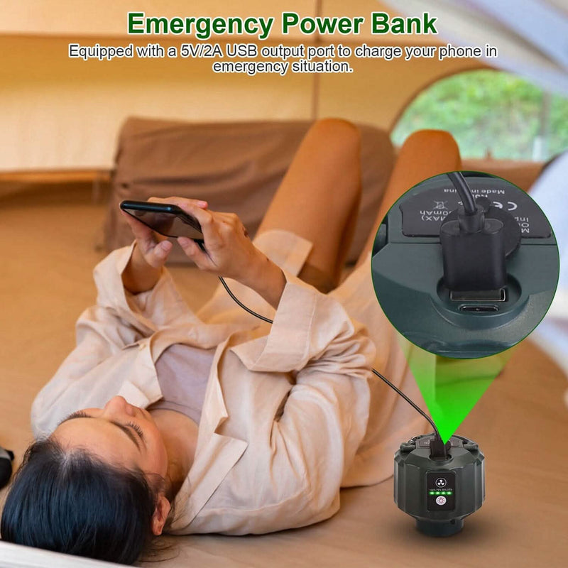 10400mAh USB Battery Powered Hanging Tent Lantern Fan Power Bank Sports & Outdoors - DailySale