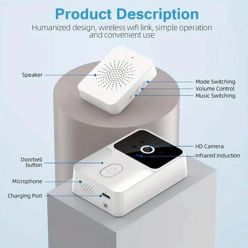 1080P WiFi Smart Video Doorbell with HD Night Vision, Two-Way Audio with App Control Smart Home & Security - DailySale