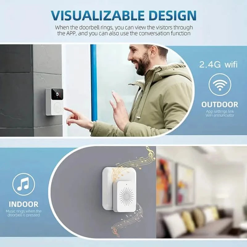 1080P WiFi Smart Video Doorbell with HD Night Vision, Two-Way Audio with App Control Smart Home & Security - DailySale
