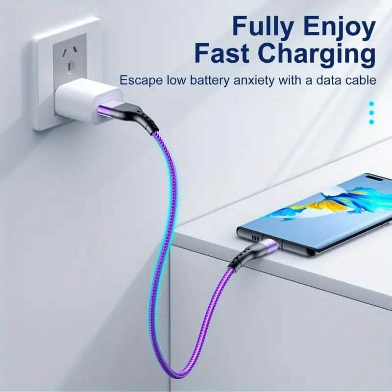 10Ft LED Fast Charging Type C Cable with High-Speed LED Indicator Mobile Accessories - DailySale