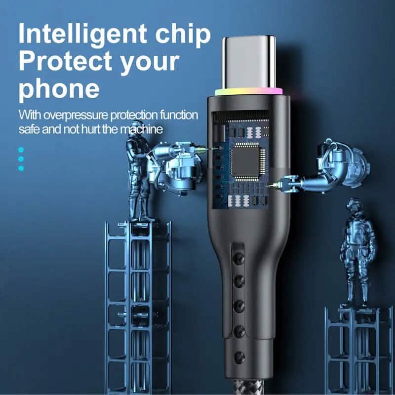 10Ft LED Fast Charging Type C Cable with High-Speed LED Indicator Mobile Accessories - DailySale