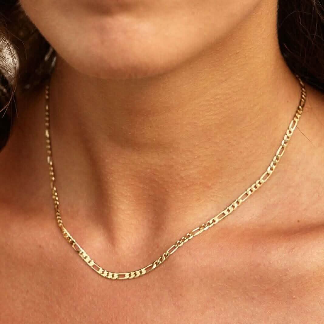 10K Solid Gold 3MM Italian Figaro Chain Link Pendant Necklace Necklaces - DailySale