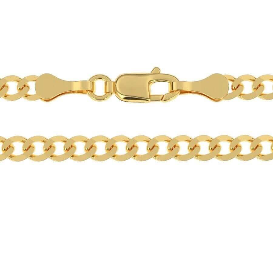 10K Solid Yellow Gold 4mm Cuban Curb Chain Link Necklace Lobster Clasp Necklaces - DailySale