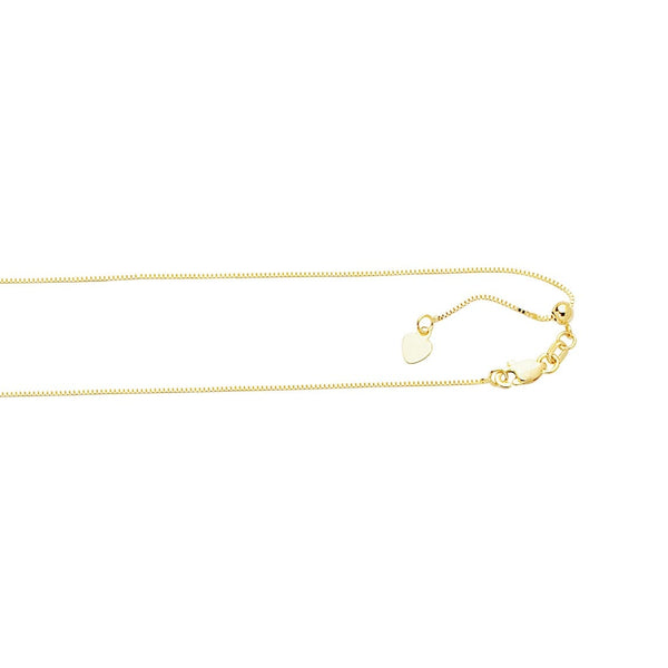 10K Yellow Gold 0.8MM Solid Adjustable Up to 22" Box Chain Necklace Necklaces - DailySale