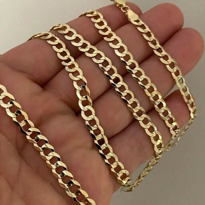 10k Yellow Gold 5MM Curb Chain Cuban Link Necklace 16"-30" Made In Italy Necklaces - DailySale