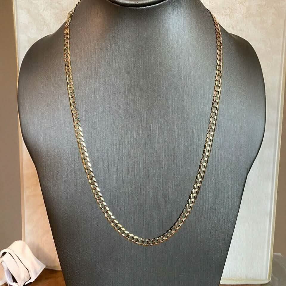 10k Yellow Gold 5MM Curb Chain Cuban Link Necklace 16"-30" Made In Italy Necklaces - DailySale