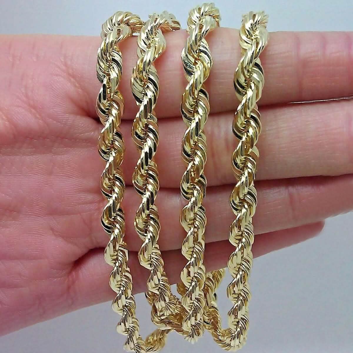 10K Yellow Gold 6MM Diamond Cut Rope Chain Necklace Necklaces - DailySale