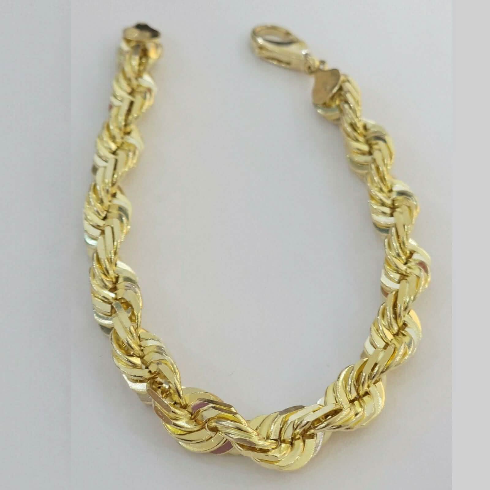 10k Yellow Gold Mens 6mm Diamond Cut Rope Genuine Italian Chain Link Bracelet 8" Bracelets - DailySale