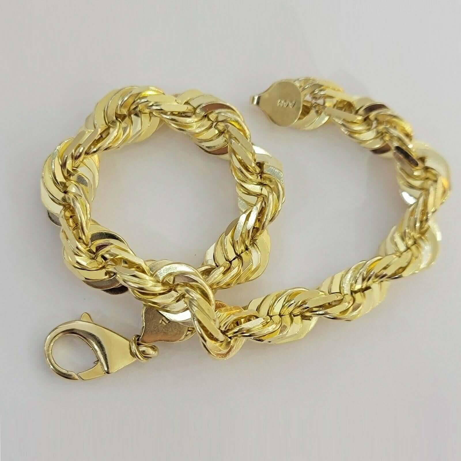 10k Yellow Gold Mens 6mm Diamond Cut Rope Genuine Italian Chain Link Bracelet 8" Bracelets - DailySale