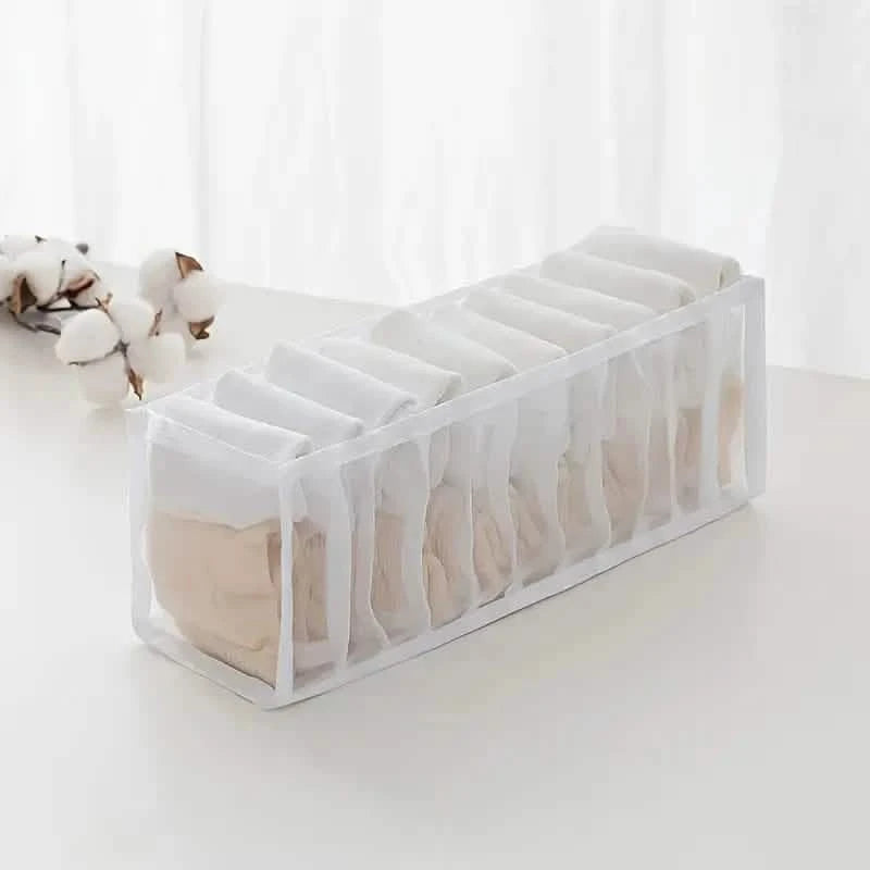 11 Grid Sock Underwear Storage Box Mesh Closet Organizer Storage & Organization White - DailySale