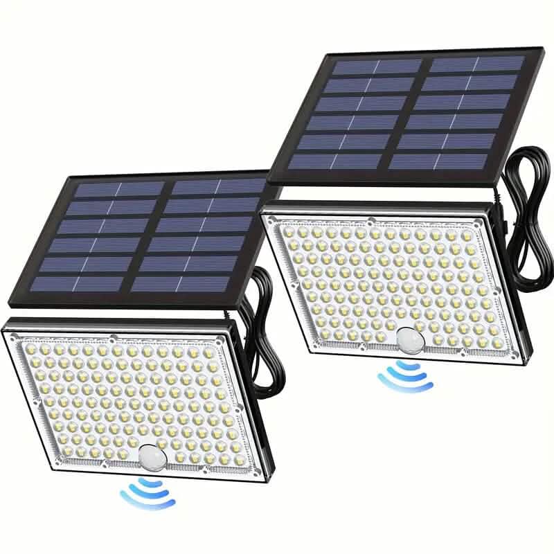 113 LED Cool White Floodlights Solar Motion Sensor Lights Outdoor Lighting 2-Piece - DailySale
