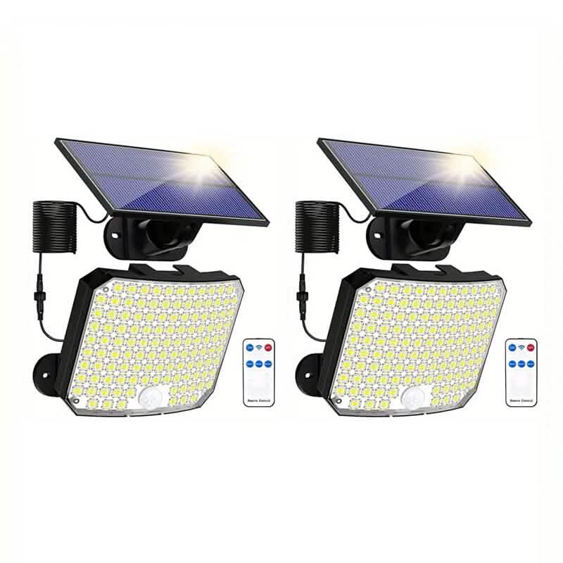 118 LED Solar Motion Sensor Flood Lights with Remote Control Outdoor Lighting 2-Piece - DailySale