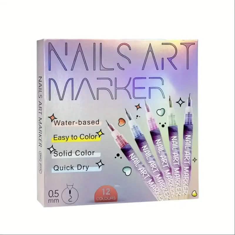 12-Color Nail Art Pen Set Quick Dry Acrylic Paint Markers Beauty & Personal Care - DailySale