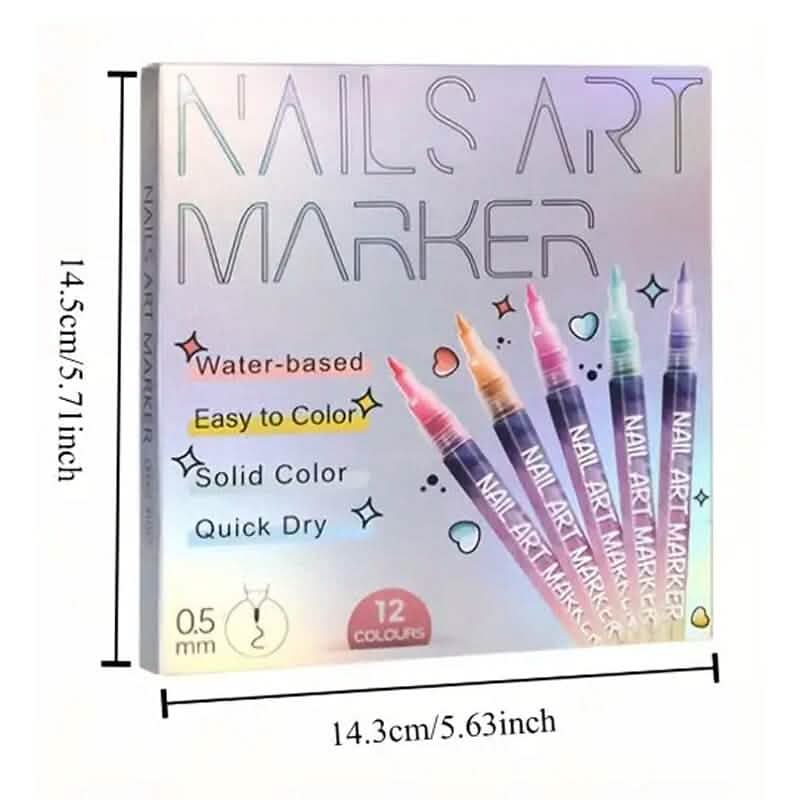 12-Color Nail Art Pen Set Quick Dry Acrylic Paint Markers Beauty & Personal Care - DailySale