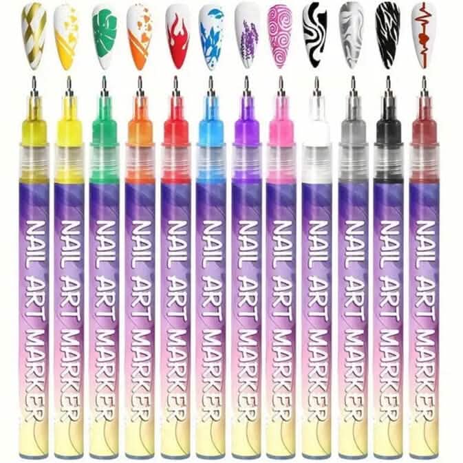 12-Color Nail Art Pen Set Quick Dry Acrylic Paint Markers Beauty & Personal Care - DailySale