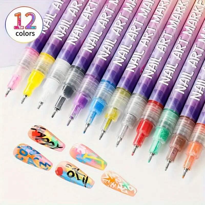 12-Color Nail Art Pen Set Quick Dry Acrylic Paint Markers Beauty & Personal Care - DailySale