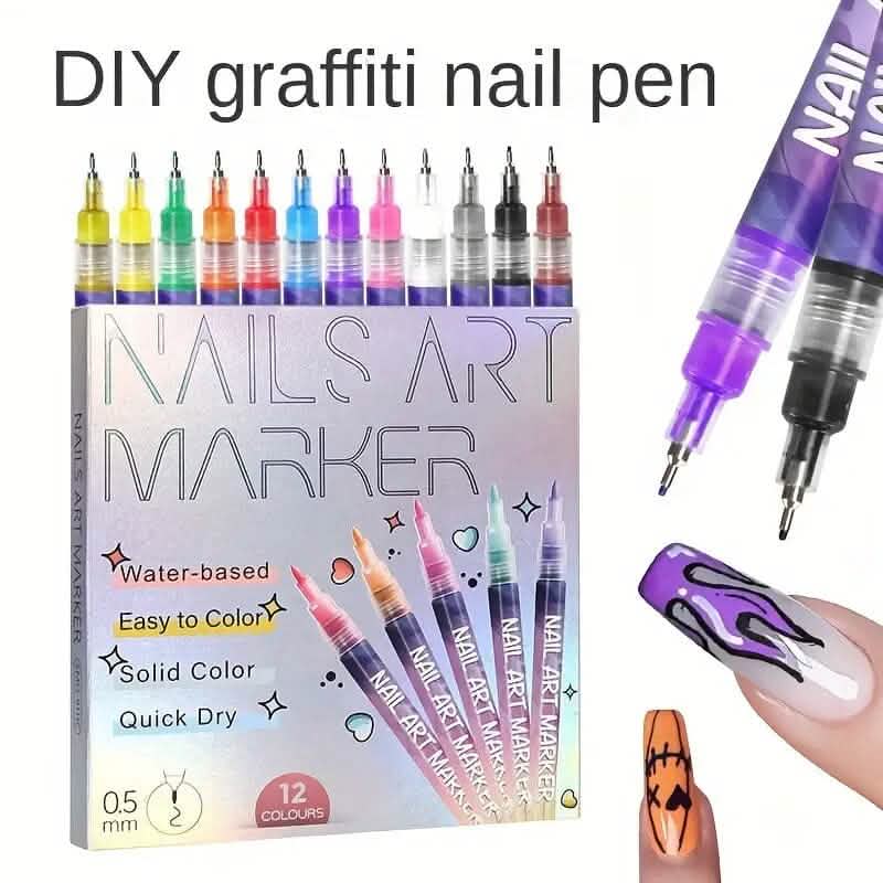 12-Color Nail Art Pen Set Quick Dry Acrylic Paint Markers Beauty & Personal Care - DailySale