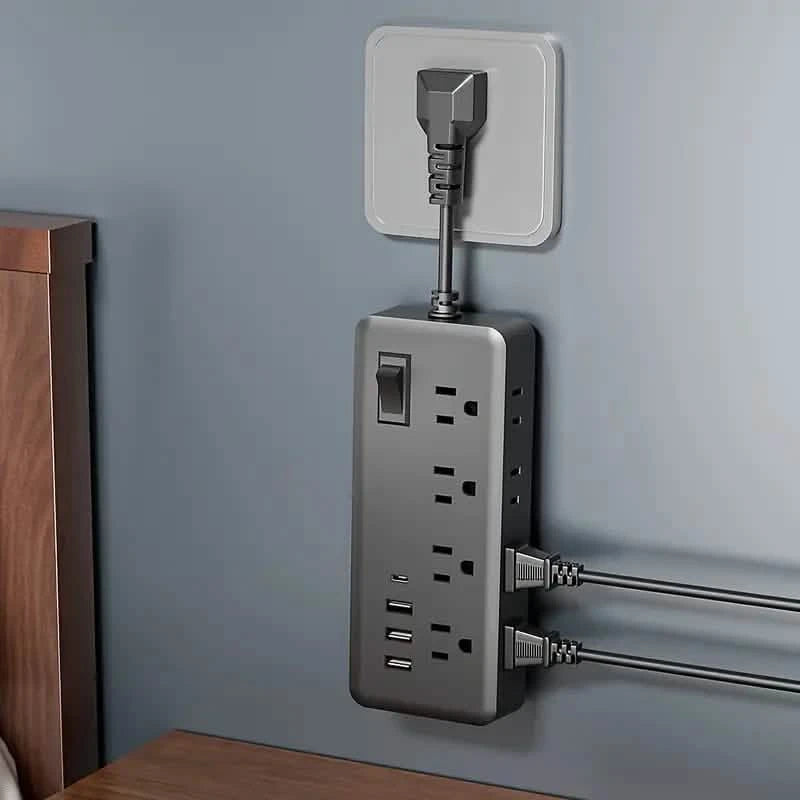 12-in-1 Power Socket with 8 AC sockets, 3 USB ports and 1 Type-C Inter