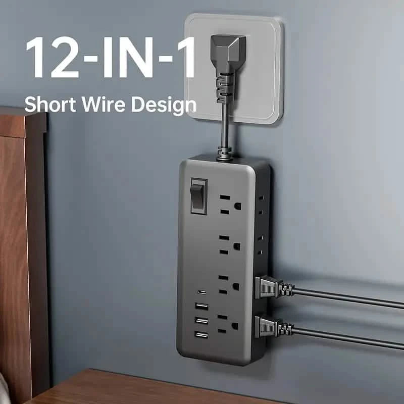 12-in-1 Power Socket with 8 AC sockets, 3 USB ports and 1 Type-C Interface Batteries & Power Accessories - DailySale